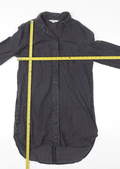 French Connection Womens Black Size 6 Shirt Dress Long Sleeve Casual