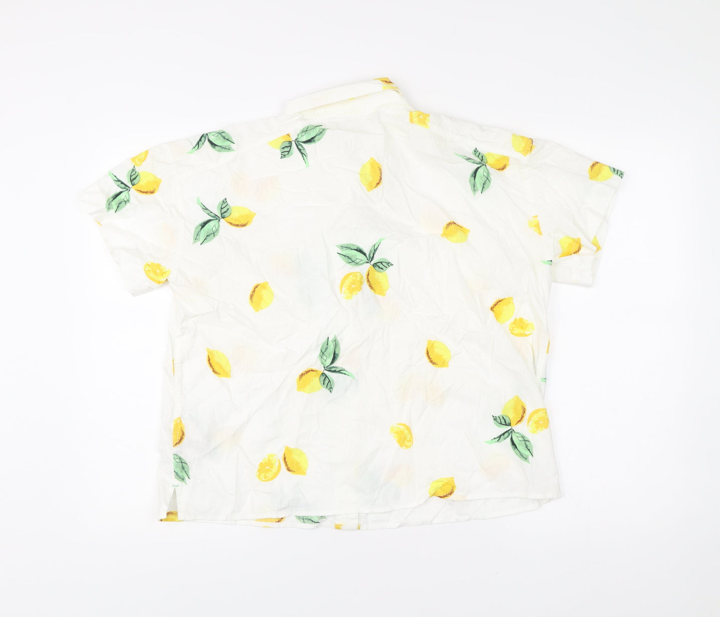 FatFace Womens White Lemon Print Button-Up Shirt UK 10