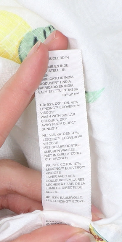 FatFace Womens White Lemon Print Button-Up Shirt UK 10