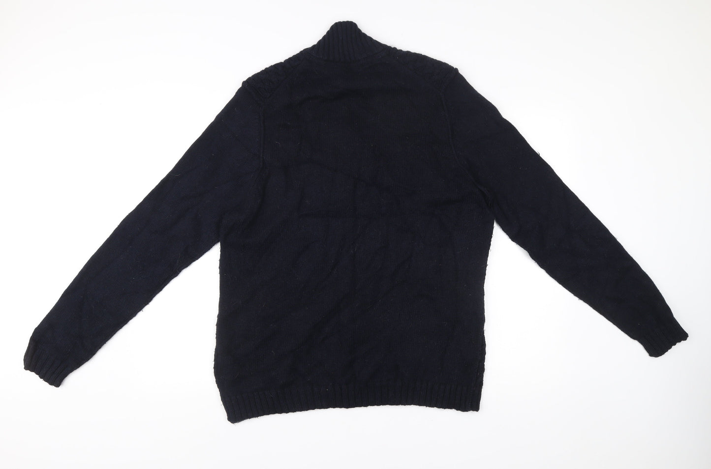 Ted Baker Men's Blue L Cable-Knit Wool Alpaca Pullover Jumper