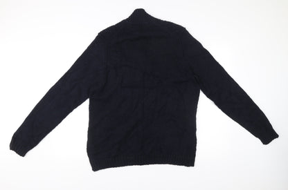 Ted Baker Men's Blue L Cable-Knit Wool Alpaca Pullover Jumper