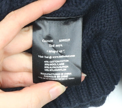 Ted Baker Men's Blue L Cable-Knit Wool Alpaca Pullover Jumper