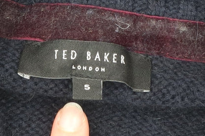 Ted Baker Men's Blue L Cable-Knit Wool Alpaca Pullover Jumper