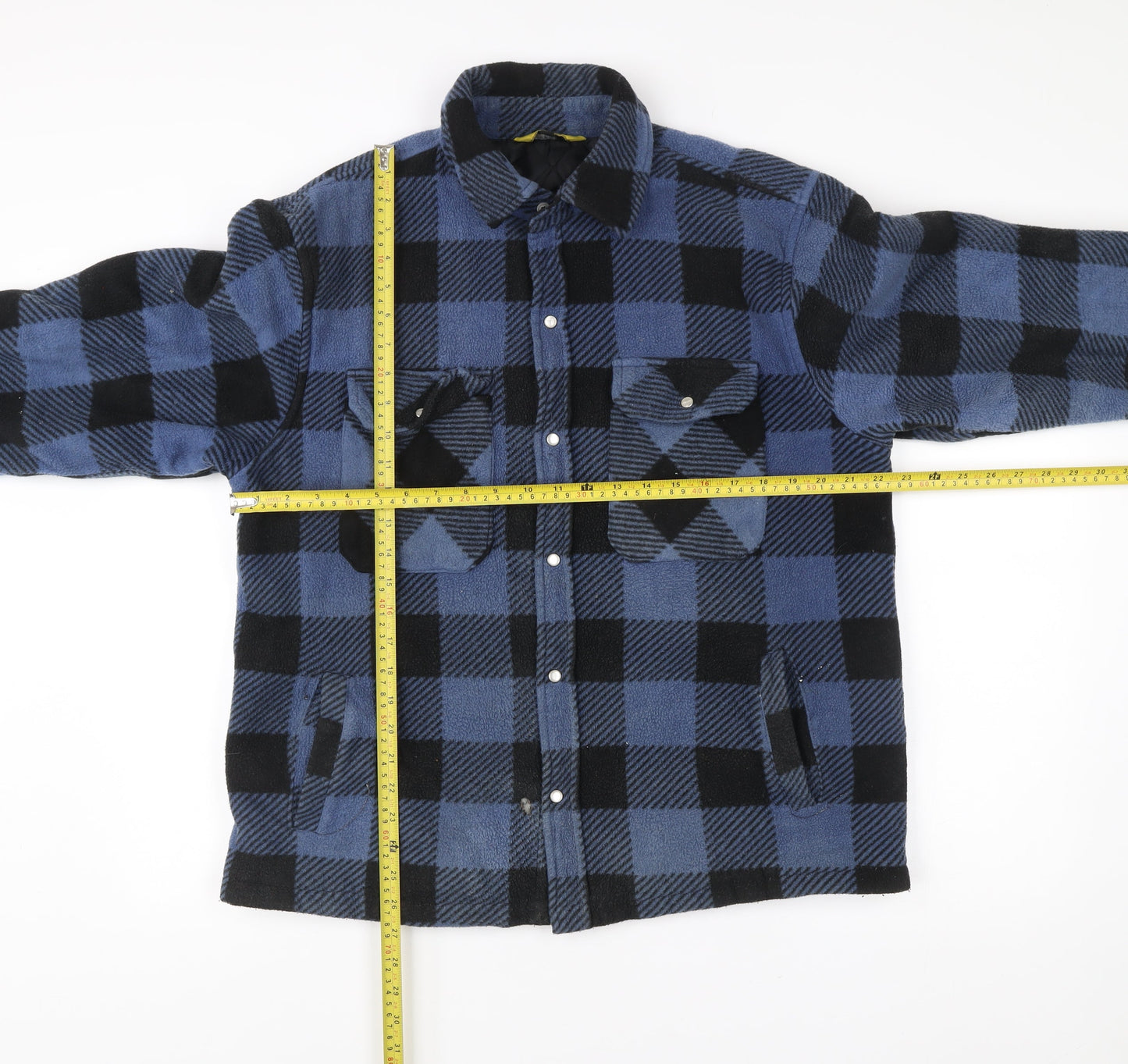 Workwear Pro Men’s Blue Check Flannel Jacket Size S Polyester Workwear