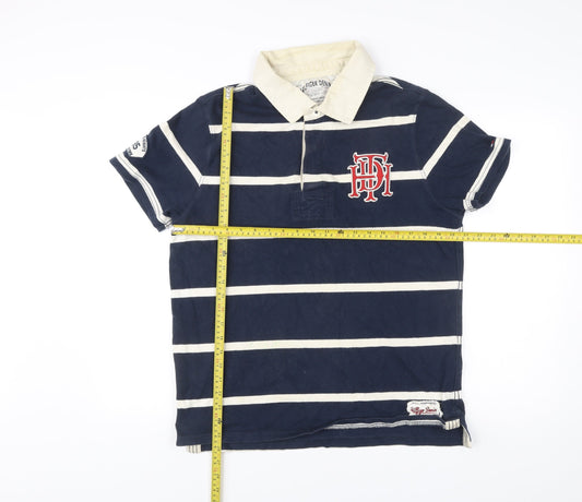 Tommy Hilfiger Men’s Blue XL Striped Polo Shirt Embroidered Logo