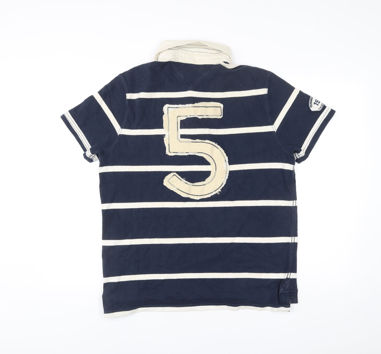 Tommy Hilfiger Men’s Blue XL Striped Polo Shirt Embroidered Logo