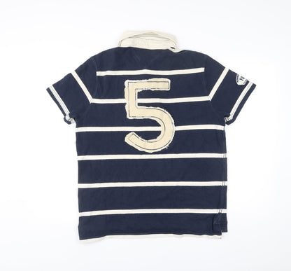 Tommy Hilfiger Men’s Blue XL Striped Polo Shirt Embroidered Logo