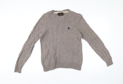 Simon Carter Men Beige Wool Blend Cable Knit Pullover Jumper S