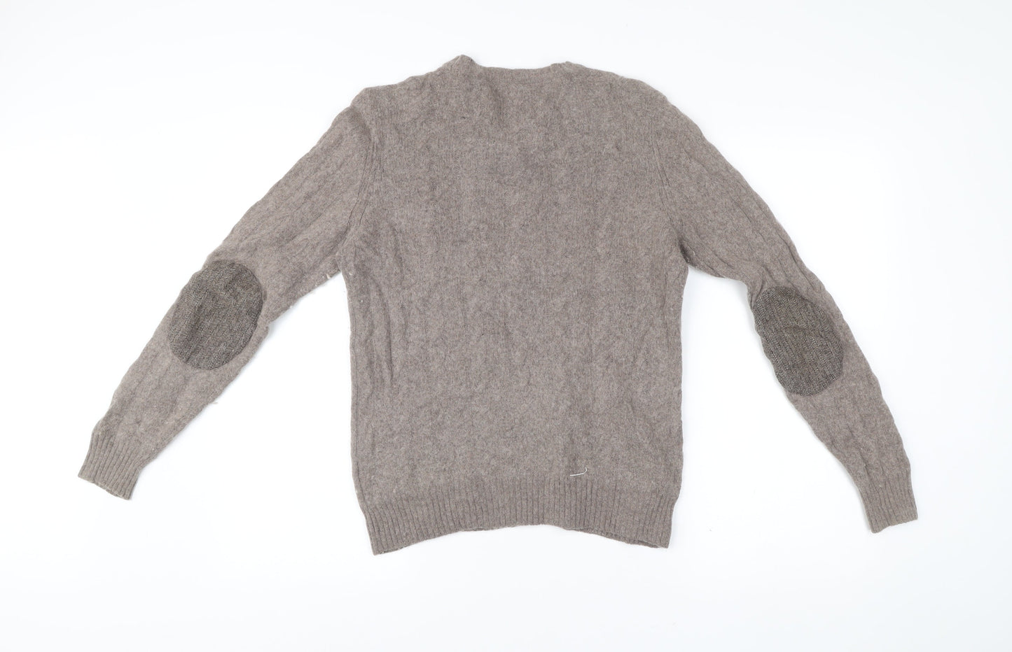 Simon Carter Men Beige Wool Blend Cable Knit Pullover Jumper S