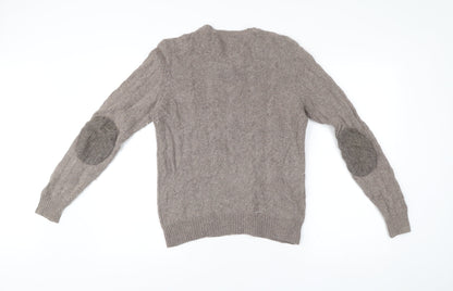 Simon Carter Men Beige Wool Blend Cable Knit Pullover Jumper S