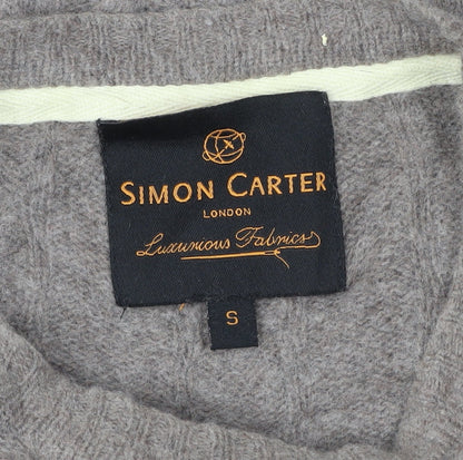 Simon Carter Men Beige Wool Blend Cable Knit Pullover Jumper S