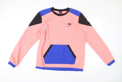 The North Face Mens Pink Blue Black Pullover Sweatshirt L Fleece Outdoor