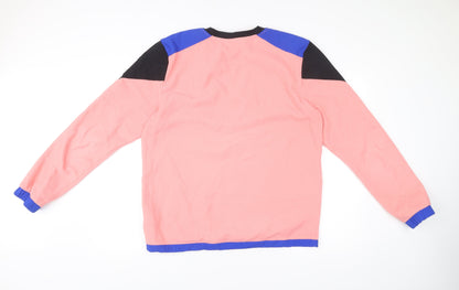 The North Face Mens Pink Blue Black Pullover Sweatshirt L Fleece Outdoor
