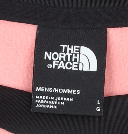 The North Face Mens Pink Blue Black Pullover Sweatshirt L Fleece Outdoor