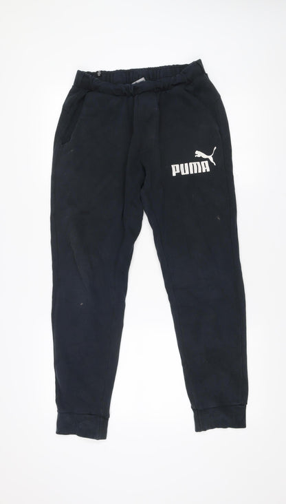 Puma Men’s Black Jogger Sweatpants S Regular Fit Elastic Waist