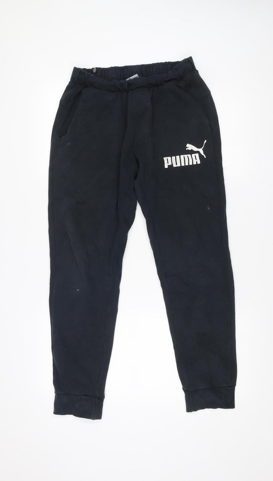 Puma Men’s Black Jogger Sweatpants S Regular Fit Elastic Waist