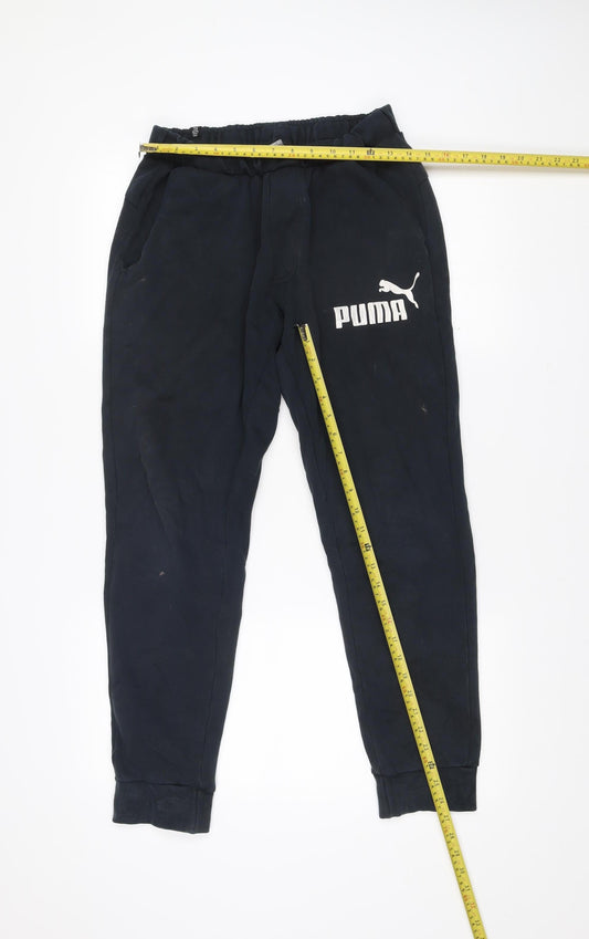 Puma Men’s Black Jogger Sweatpants S Regular Fit Elastic Waist