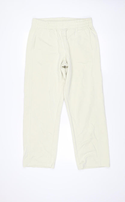 MNG Women Ivory Sweatpants L Cotton Blend Elastic Waist