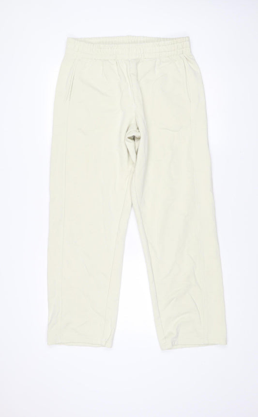 MNG Women Ivory Sweatpants L Cotton Blend Elastic Waist