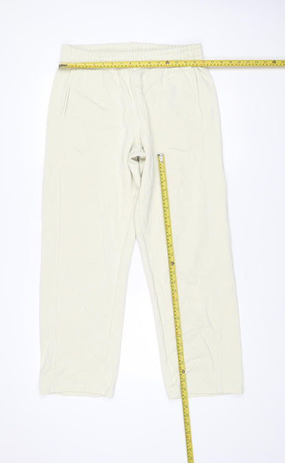 MNG Women Ivory Sweatpants L Cotton Blend Elastic Waist