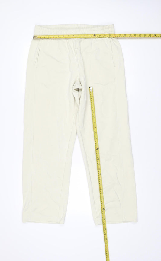 MNG Women Ivory Sweatpants L Cotton Blend Elastic Waist
