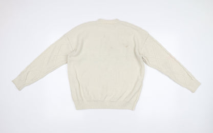 Yale University Men’s Ivory Cable Knit Jumper Size S Logo Pullover