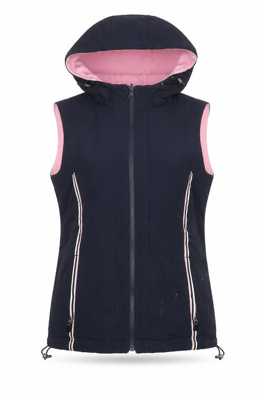 Cotton Traders Womens Blue Hooded Waistcoat Size 14 Outdoor Zip
