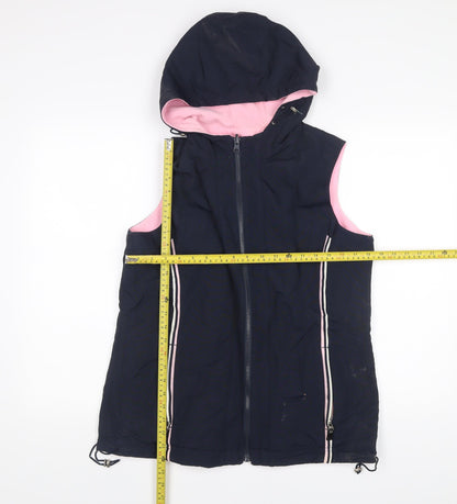 Cotton Traders Womens Blue Hooded Waistcoat Size 14 Outdoor Zip
