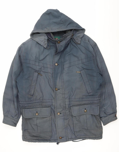 Baracuta Men's Blue Parka Jacket Size 40 Regular Hooded Lined