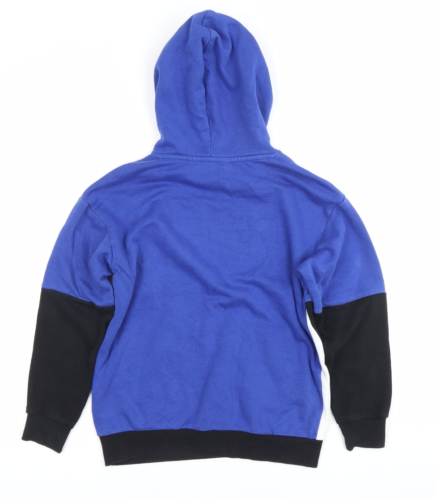 H&M Boys Blue Black Colourblock Pullover Hoodie 9-10Y Cotton Blend