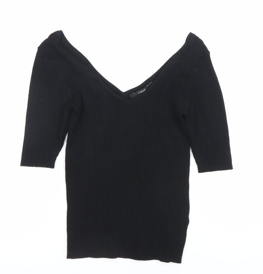 Womens UK Size 8 NEXT Black Basic Blouse