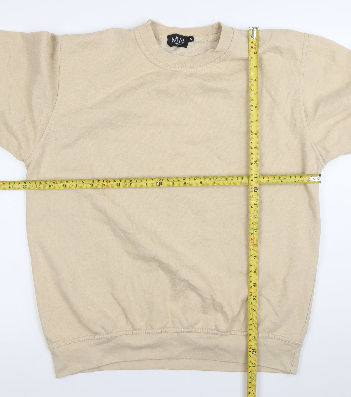 Mens UK Size L boohooMAN Beige Pullover Sweatshirt