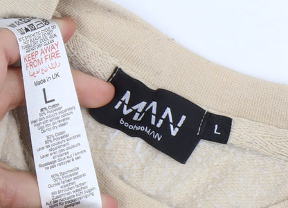 Mens UK Size L boohooMAN Beige Pullover Sweatshirt