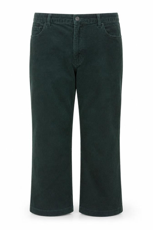 Front view of Lands' End women’s green corduroy trousers size 20w straight leg