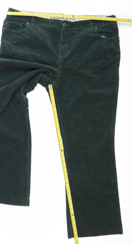Lands' End Men's Green Corduroy Trousers Size 20W Straight Leg