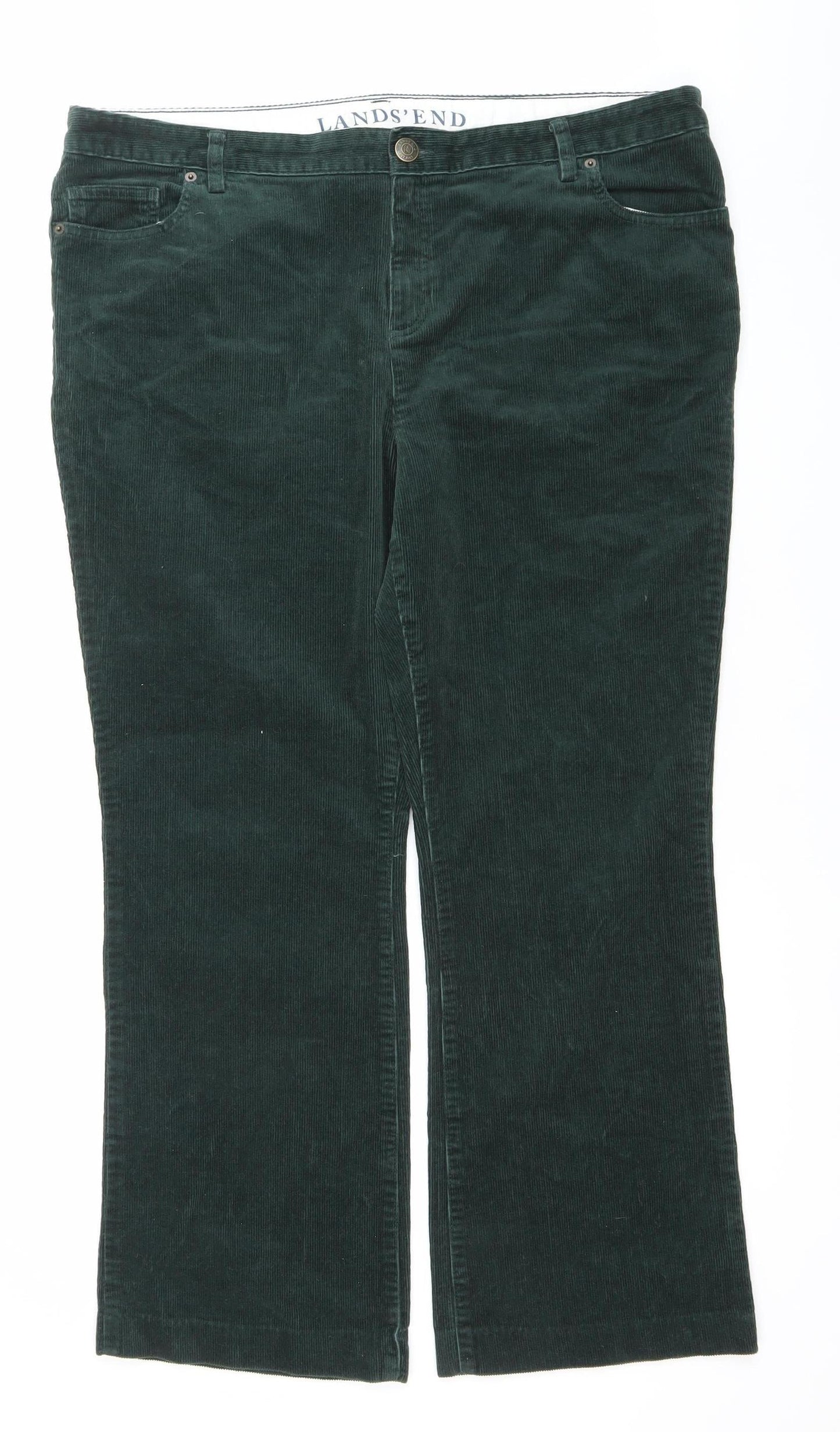 Lands' End Men's Green Corduroy Trousers Size 20W Straight Leg