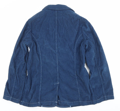 Jaeger Womens Blue Size 14 Corduroy Blazer Jacket Notch Lapel