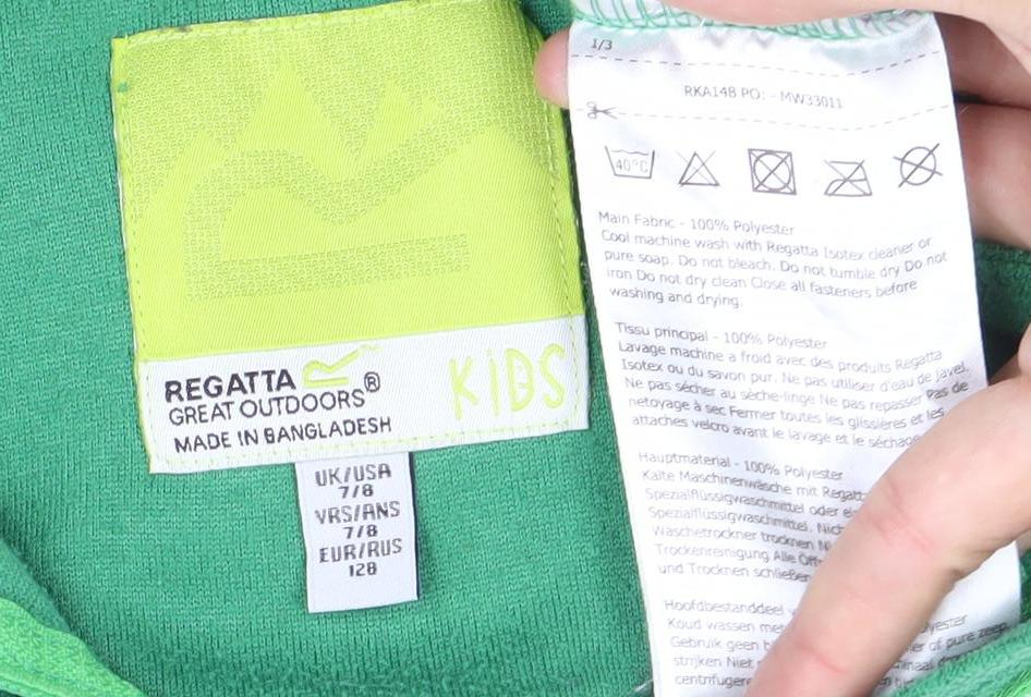 Regatta Boys Green Fleece Sweatshirt 7 Years Outdoor Pullover 1/2 Zip