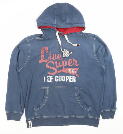 Mens UK Size M Lee Cooper Blue Pullover Hoodie