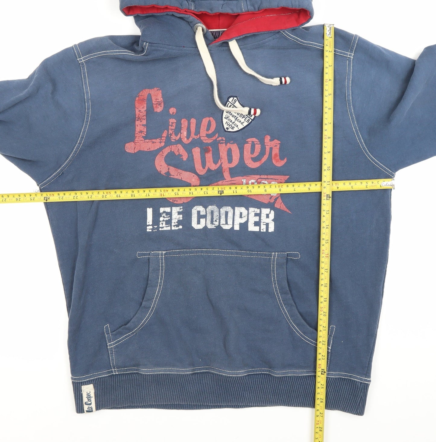 Mens UK Size M Lee Cooper Blue Pullover Hoodie