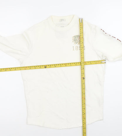 Abercrombie Boys White Pullover Sweatshirt M Crew Neck Long Sleeve Logo
