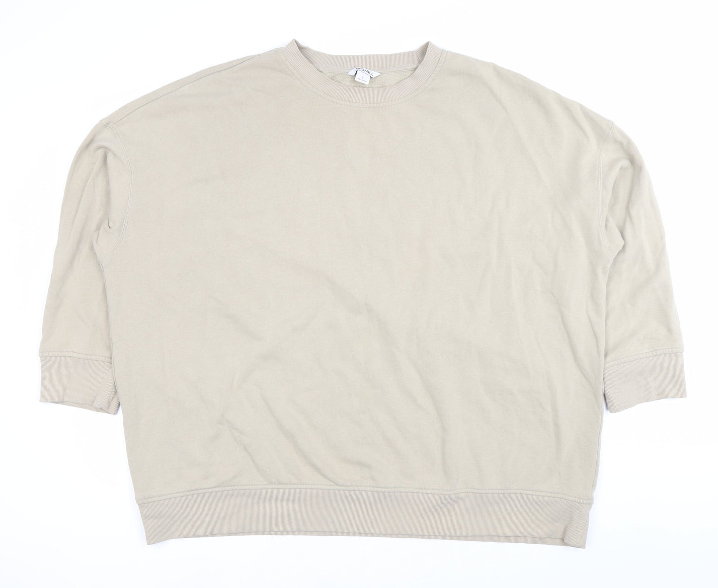Monki Women’s Beige Crew Neck Pullover Sweatshirt Size L