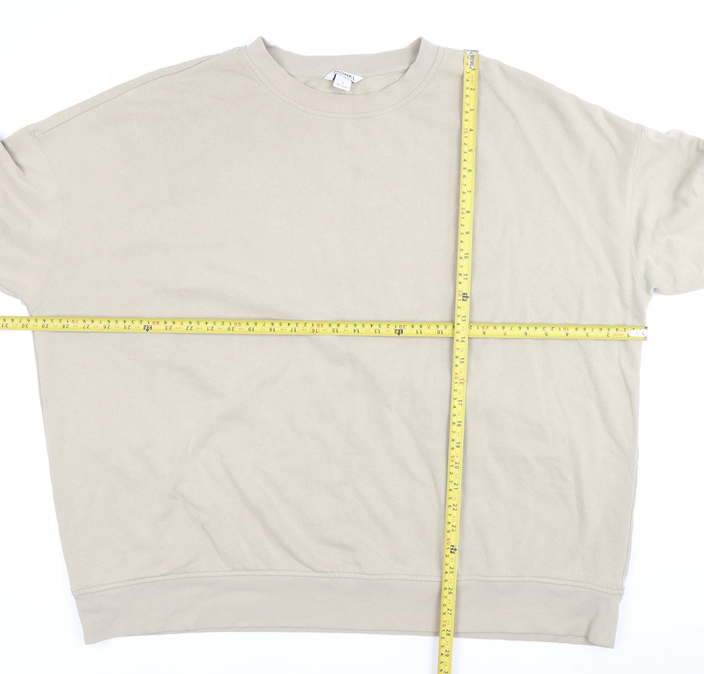 Monki Women’s Beige Crew Neck Pullover Sweatshirt Size L