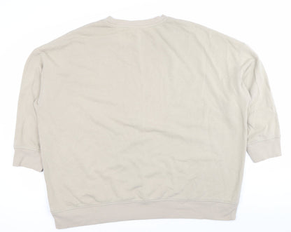 Monki Women’s Beige Crew Neck Pullover Sweatshirt Size L