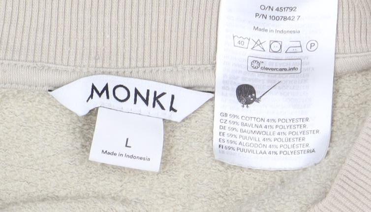 Monki Women’s Beige Crew Neck Pullover Sweatshirt Size L