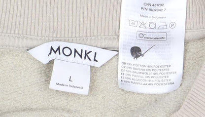 Monki Women’s Beige Crew Neck Pullover Sweatshirt Size L