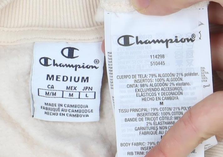 Womens UK Size M Champion Beige Pullover Sweatshirt