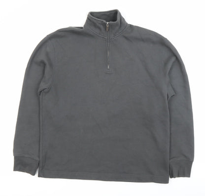 Topman Mens Grey 1/4 Zip High Neck Sweatshirt Size S Regular Fit