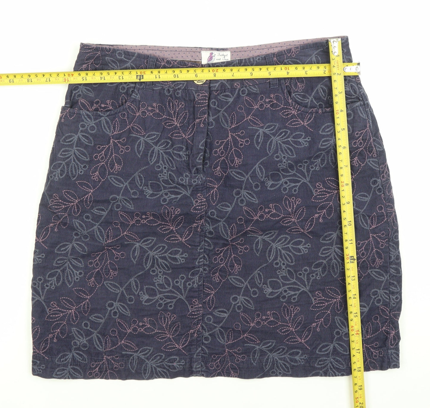 Matalan Women’s Blue Floral Corduroy Pencil Skirt Size 10