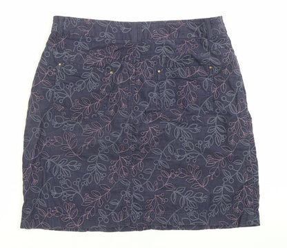 Matalan Women’s Blue Floral Corduroy Pencil Skirt Size 10